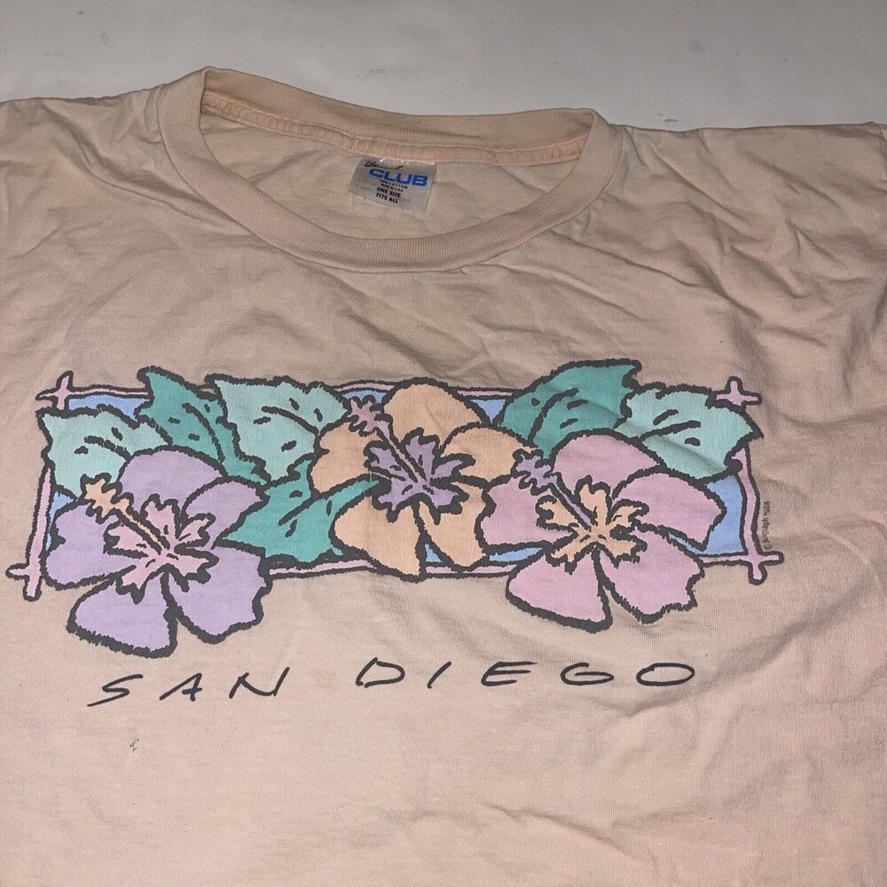 Vtg San Diego half shirt Women Sz Fits All L M XL Beach Club Tag Single Stitch